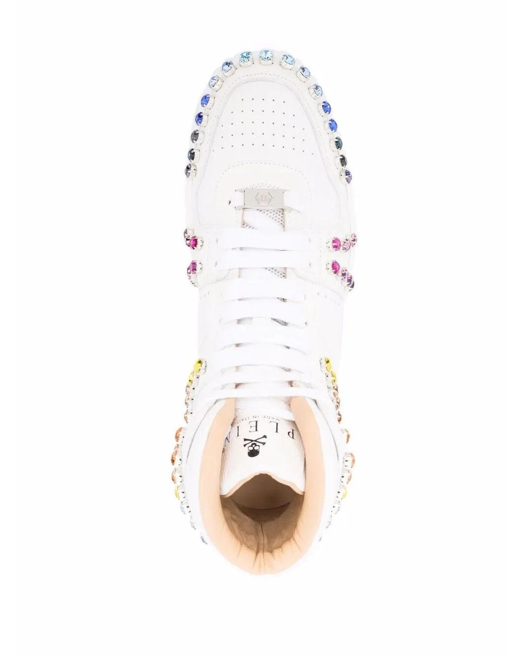 Philipp Plein White Crystal-Studded High-Top Sneakers for men