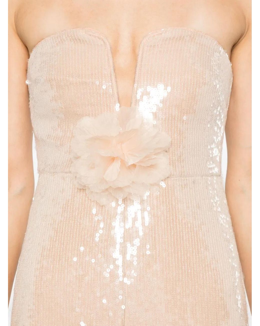 Self-Portrait Natural Sequinned Maxi Dress
