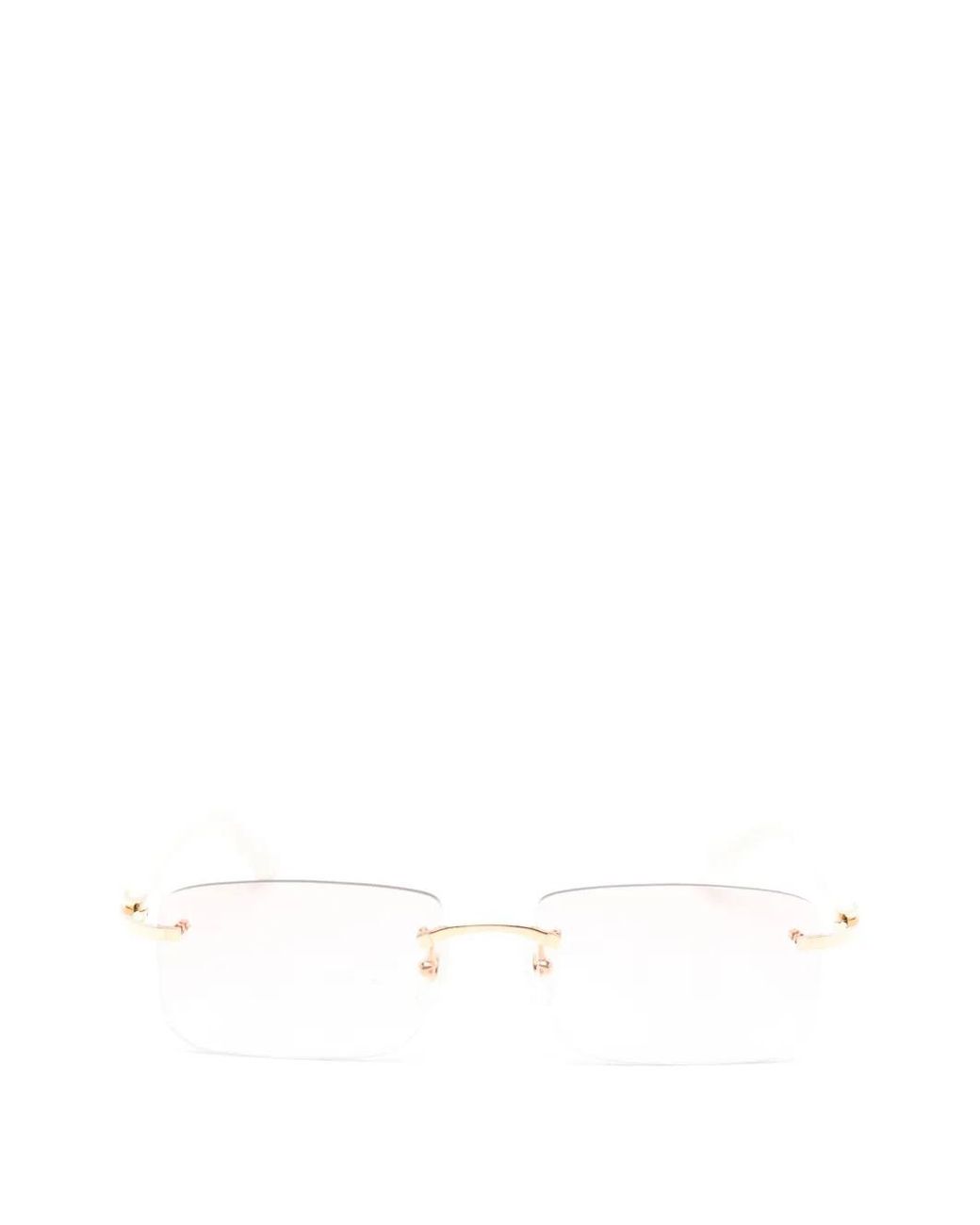 Cartier White Rimless Diamond-Cut Sunglasses