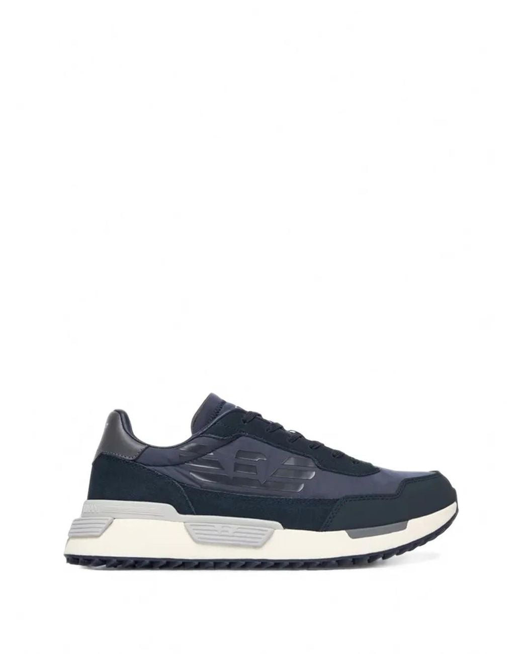 EA7 Blue Panelled Logo-Patch Sneakers