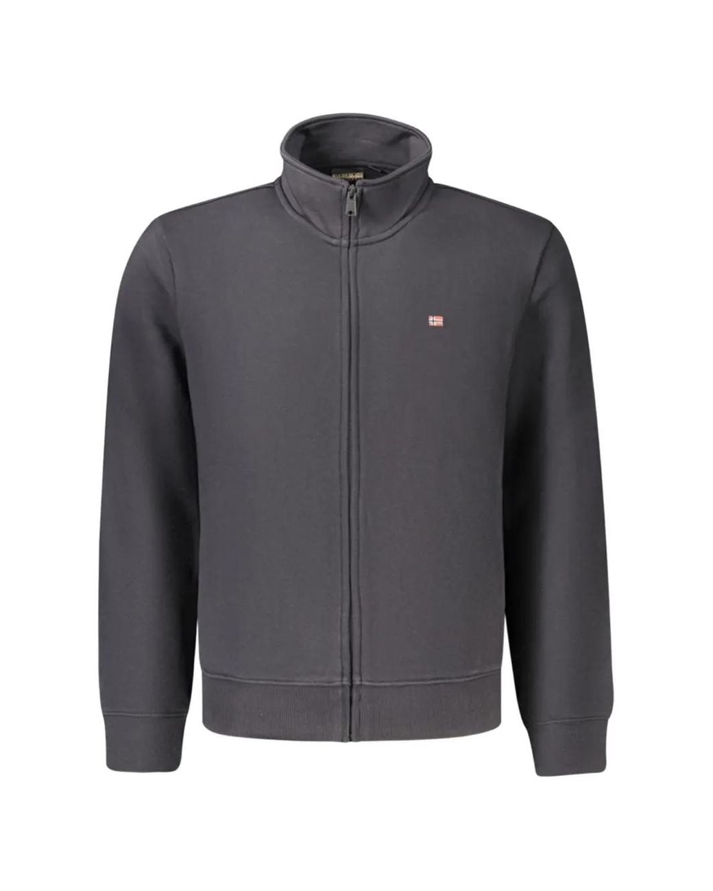 Napapijri Gray Balis Zip-Up Cotton Sweater for men