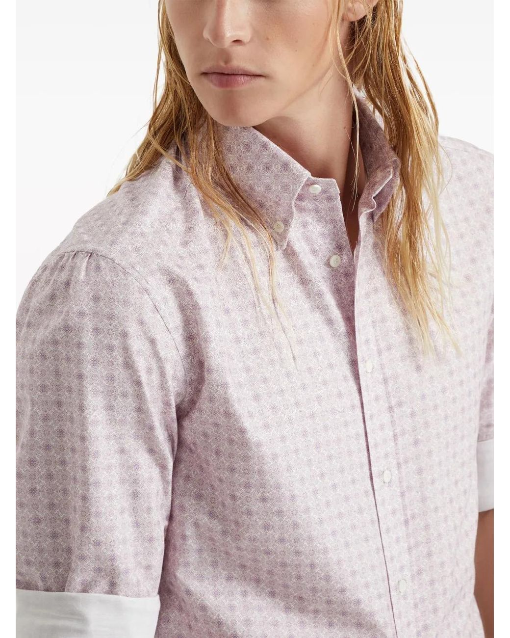 Brunello Cucinelli Pink Long-Sleeve Cotton Shirt for men