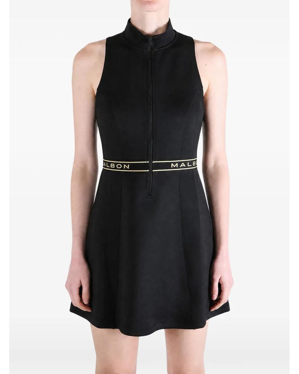 Malbon Golf Black Kaleen Logo-Detail Sleeveless Mini Dress