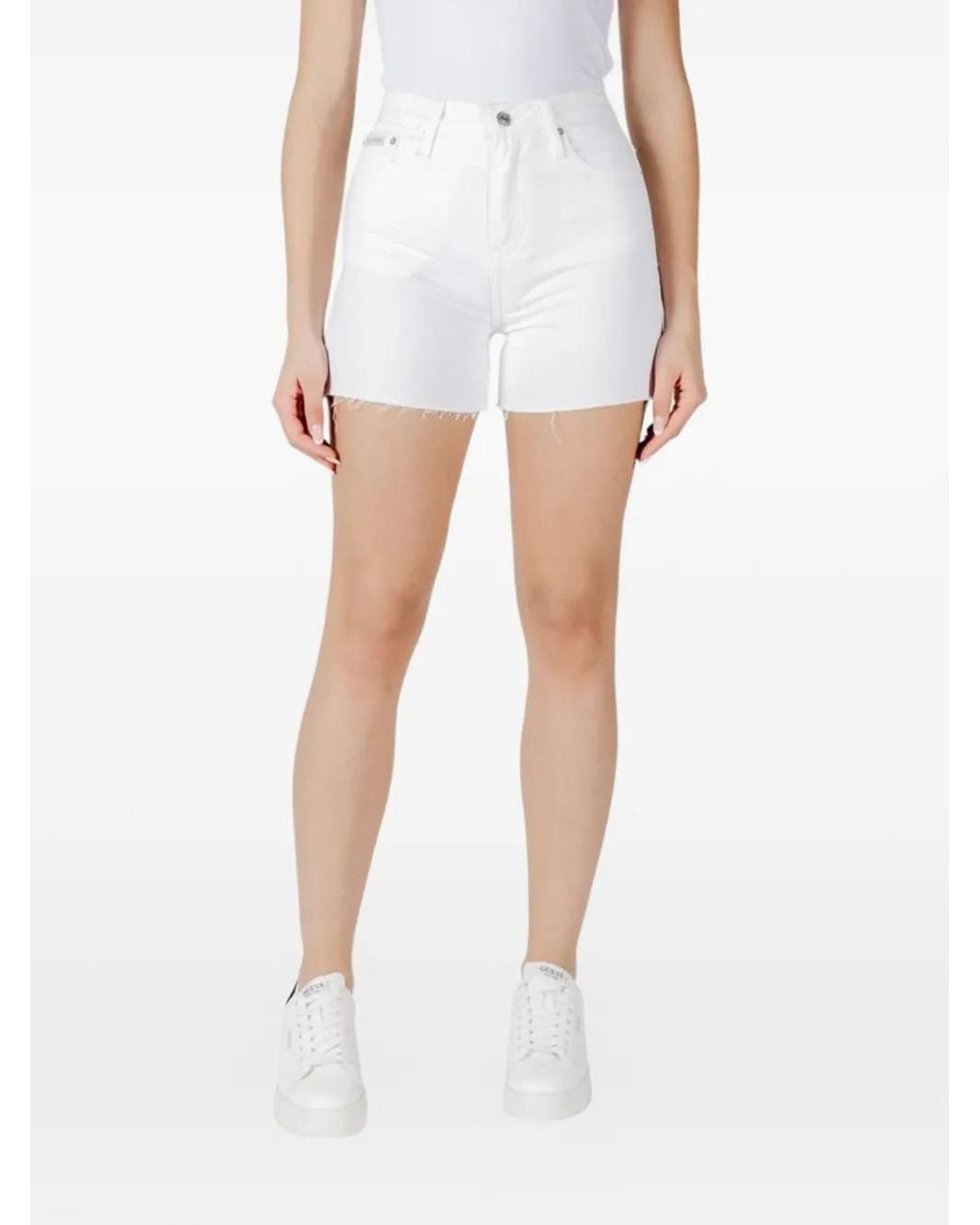 Calvin Klein White Cotton Mini Shorts