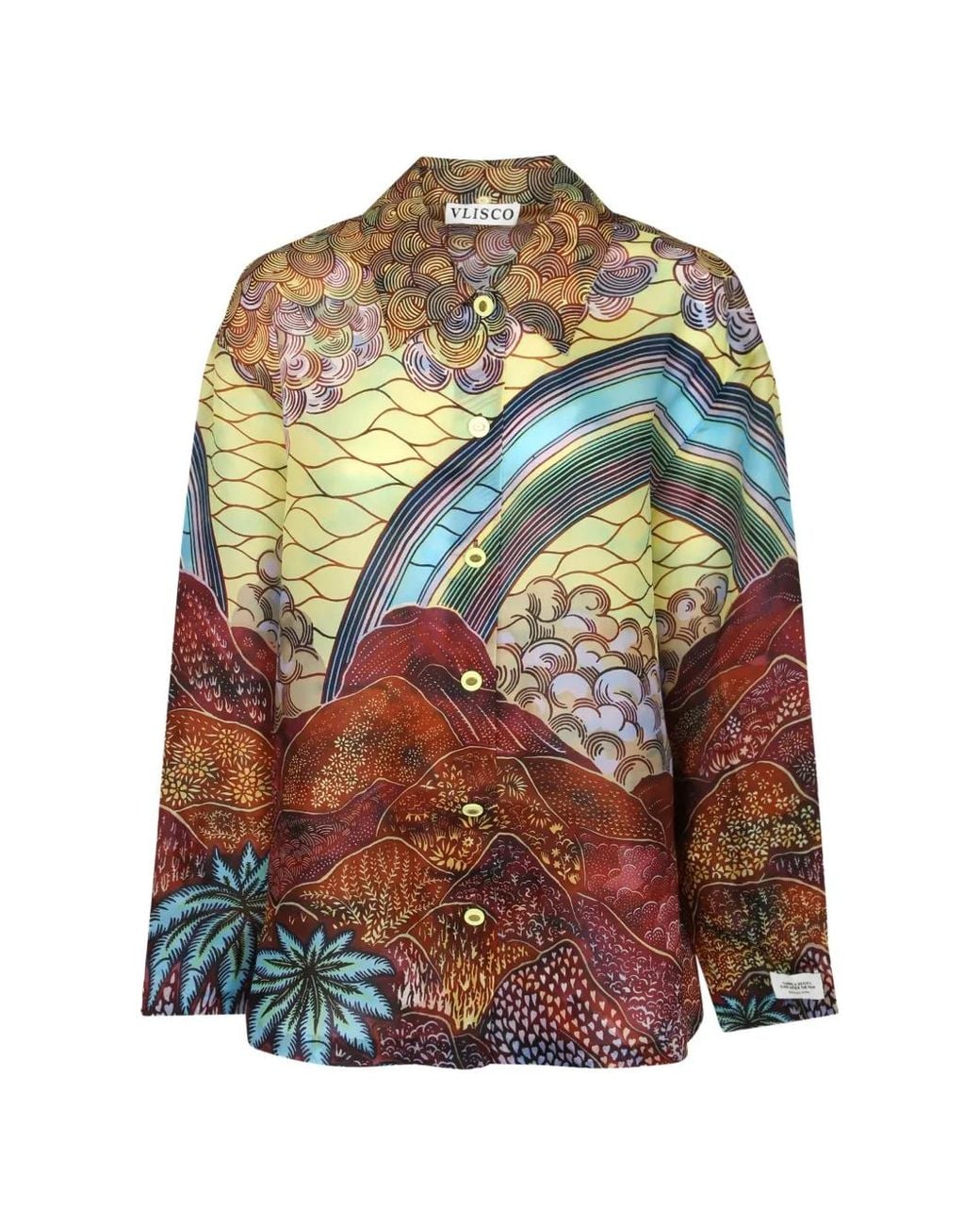 VLISCO DIALOGUES Yellow Landscape-Print Shirt