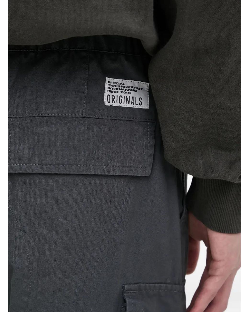 Thisisneverthat Black Multi-Pocket Cargo Trousers for men
