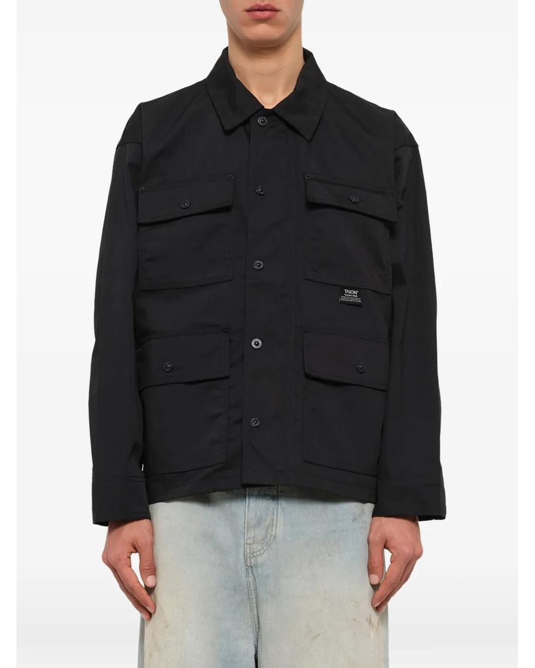 Taion Black Non Down Button-Up Shirt Jacket for men
