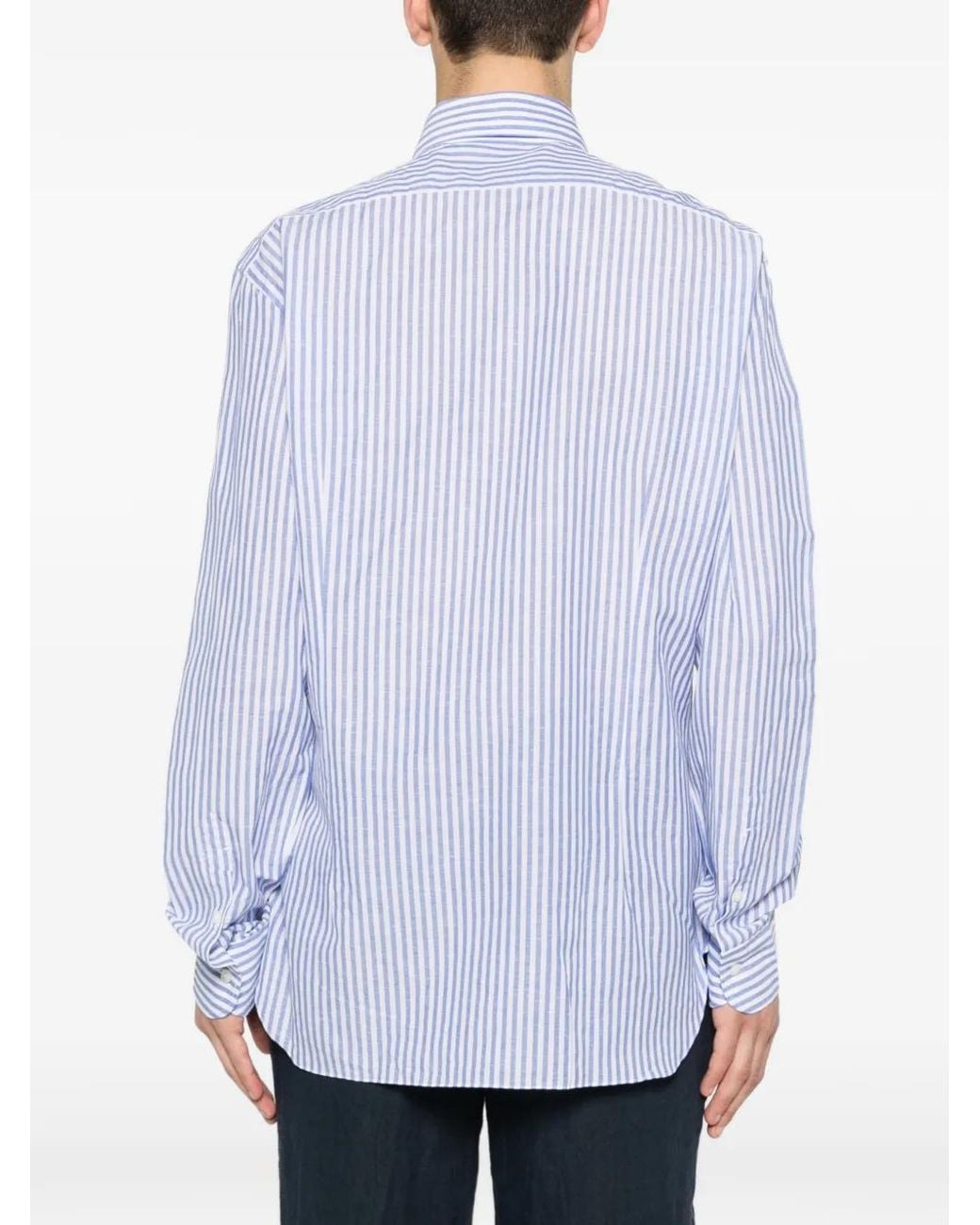 Barba Napoli Blue Striped Shirt for men