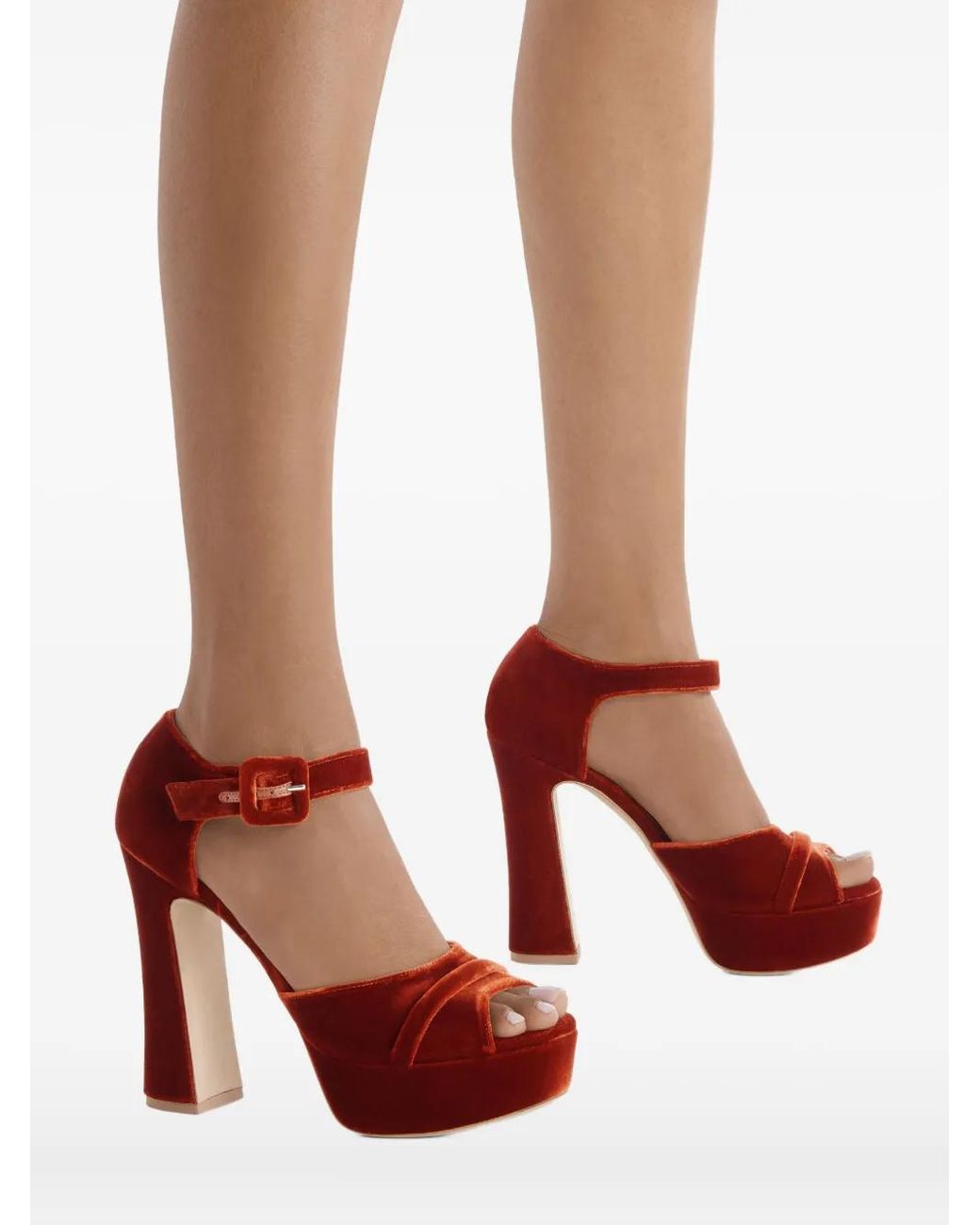 Malone Souliers Red Sandales Yuri Buckle 125 Mm À Plateforme