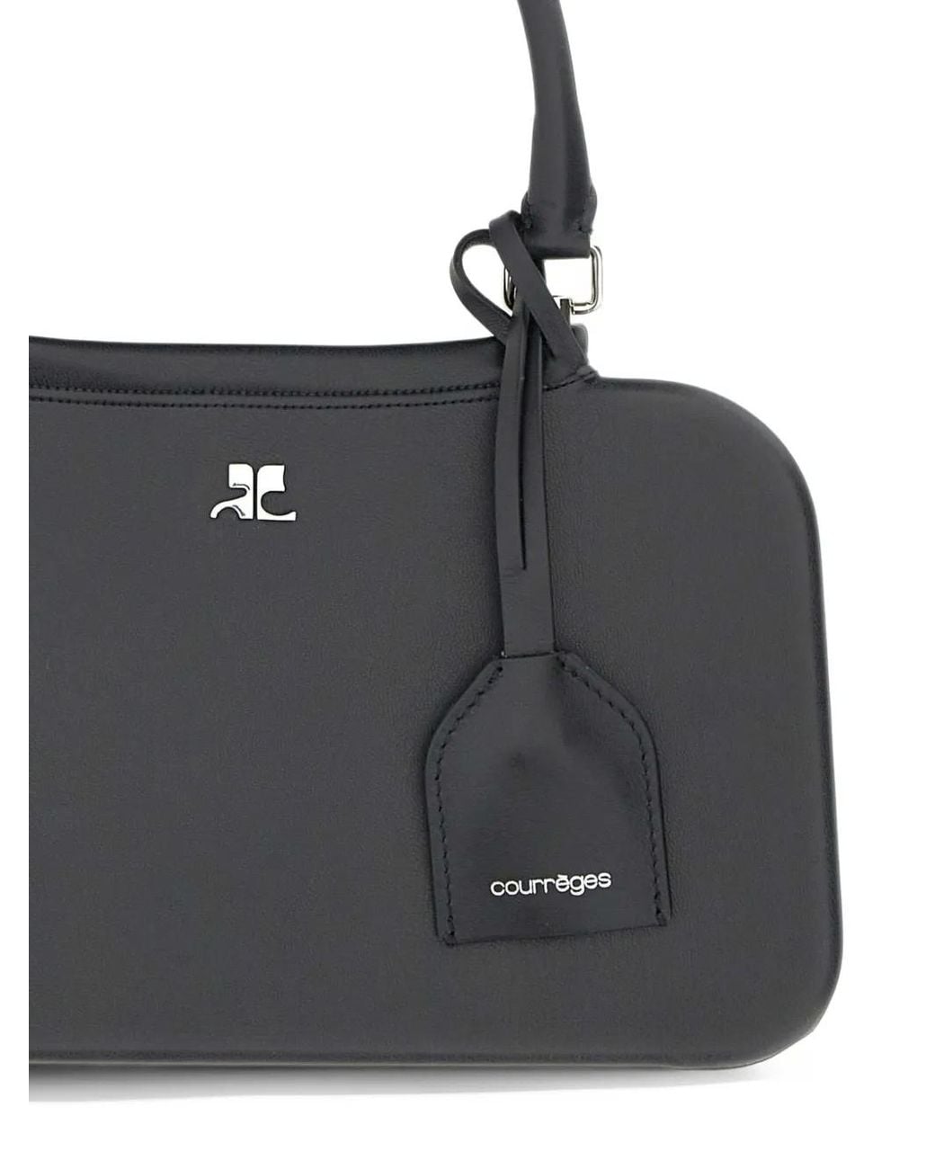 Courreges Black Leather-Effect Small Shadow Bag
