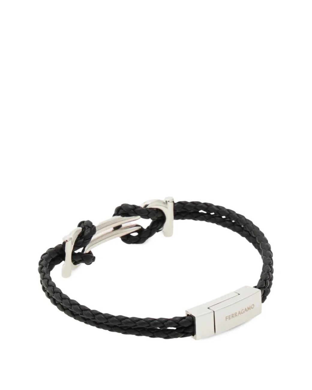 Ferragamo White Double Gancini Bracelet (18 Cm) for men