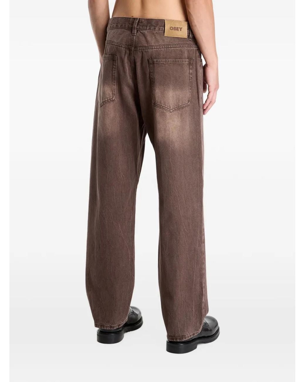 Obey Brown Nelson Straight-Leg Jeans for men