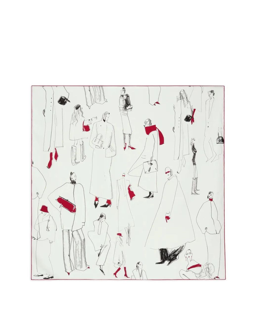 POTAMY White Foulard En Soie À Imprimé Graphique