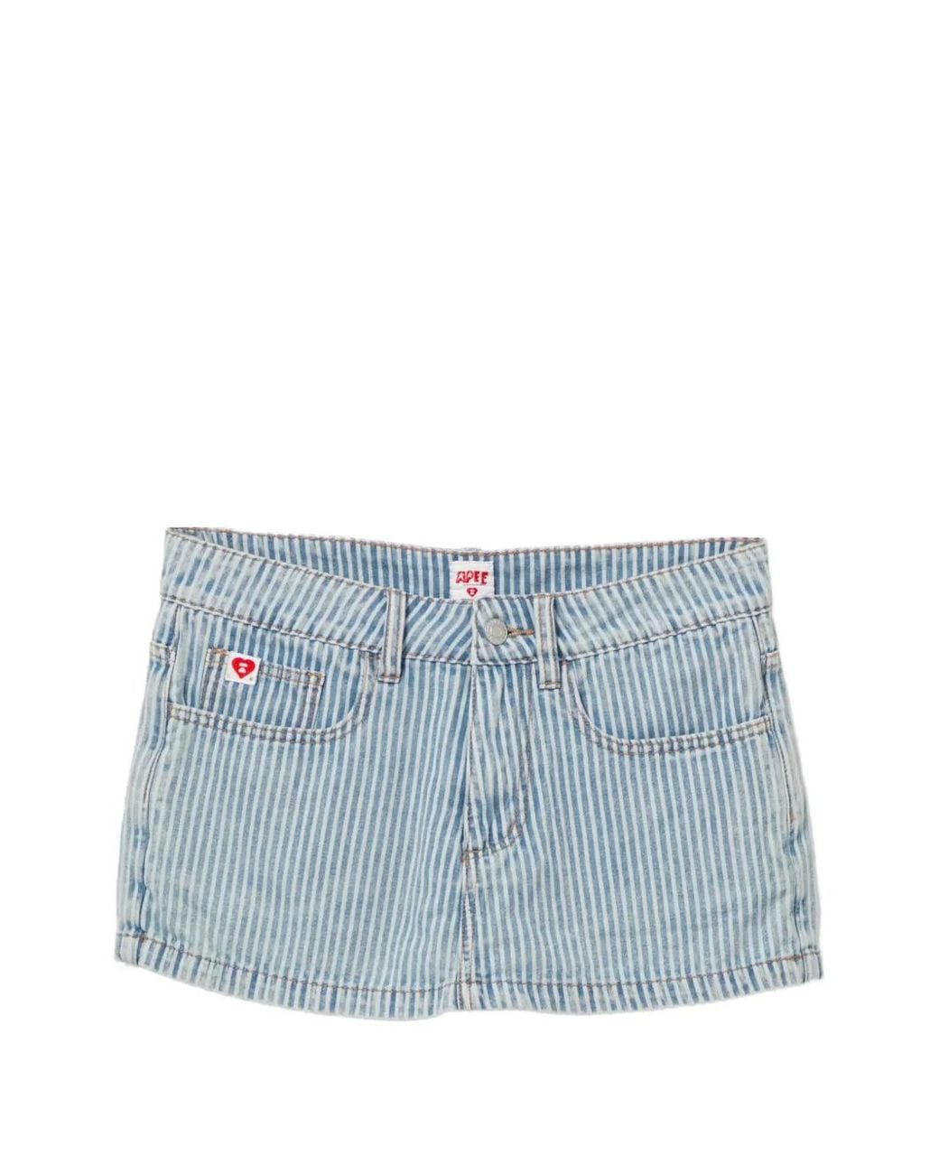 AAPE BY A BATHING AP Blue Logo-Patched Striped Shorts