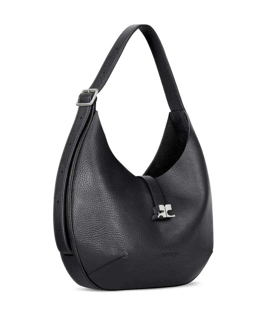 Courreges Black Small Grained Leather Bag