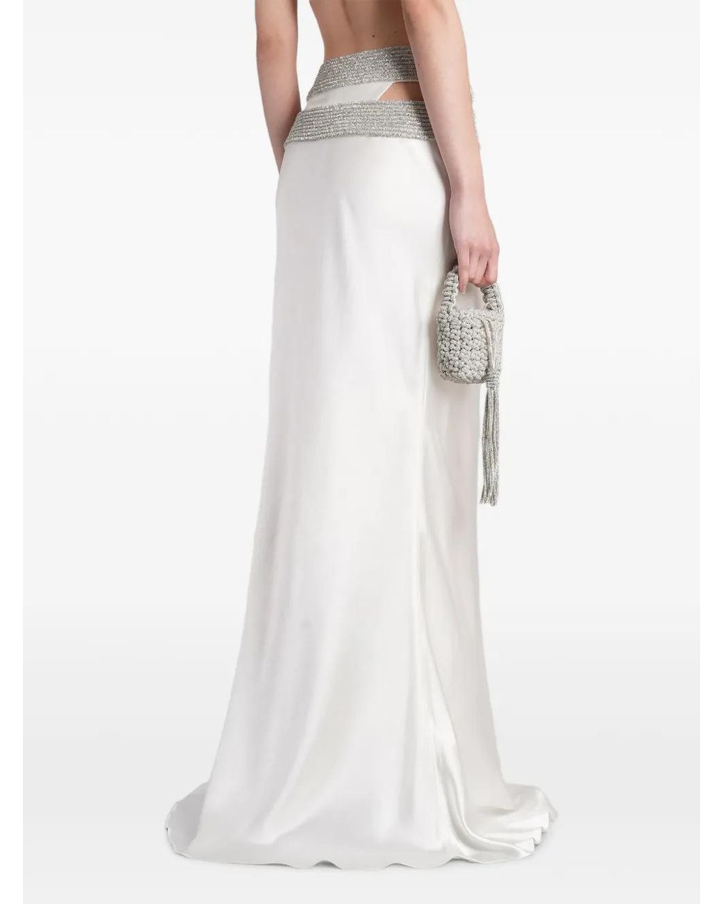 Nue White Crystal-Embellished Cut-Out Skirt
