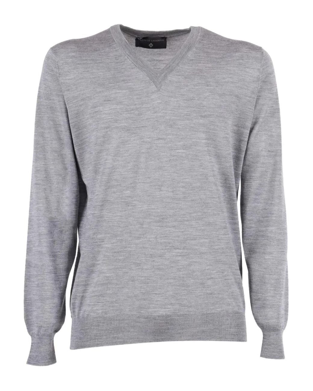 FILIPPO DE LAURENTIIS Gray V-Neck Sweater for men