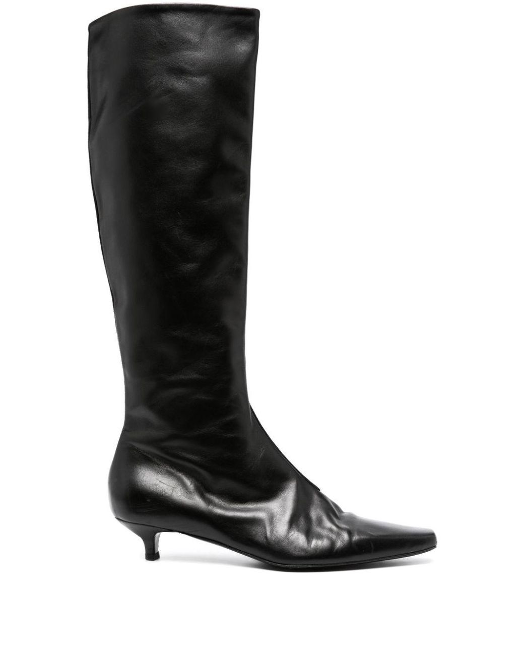 Totême The Slim 35mm Leather Boots in Black | Lyst
