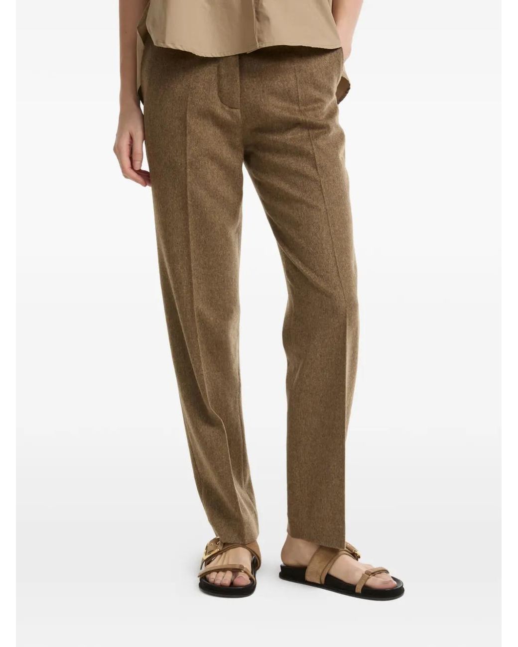 Yves Salomon Natural Tailored Cashmere Trousers
