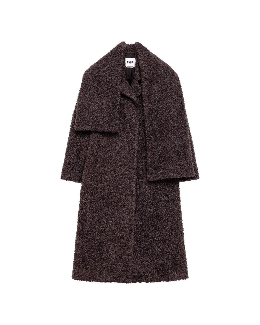 Abrigo Con Efecto De Bouclé Y Bufanda MSGM de color Red