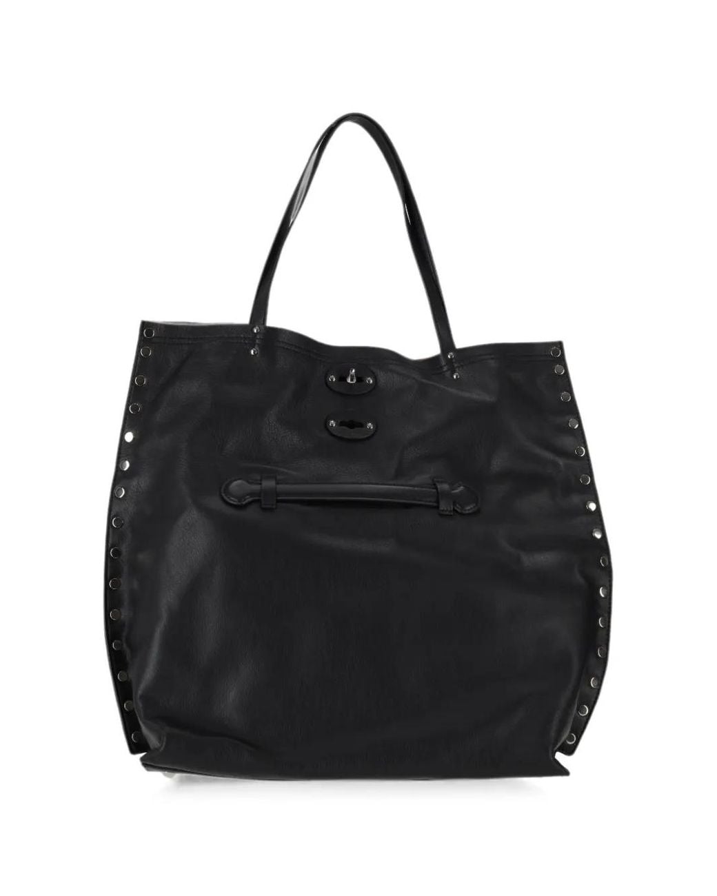 Zanellato Black Stud-Embellished Leather Tote Bag