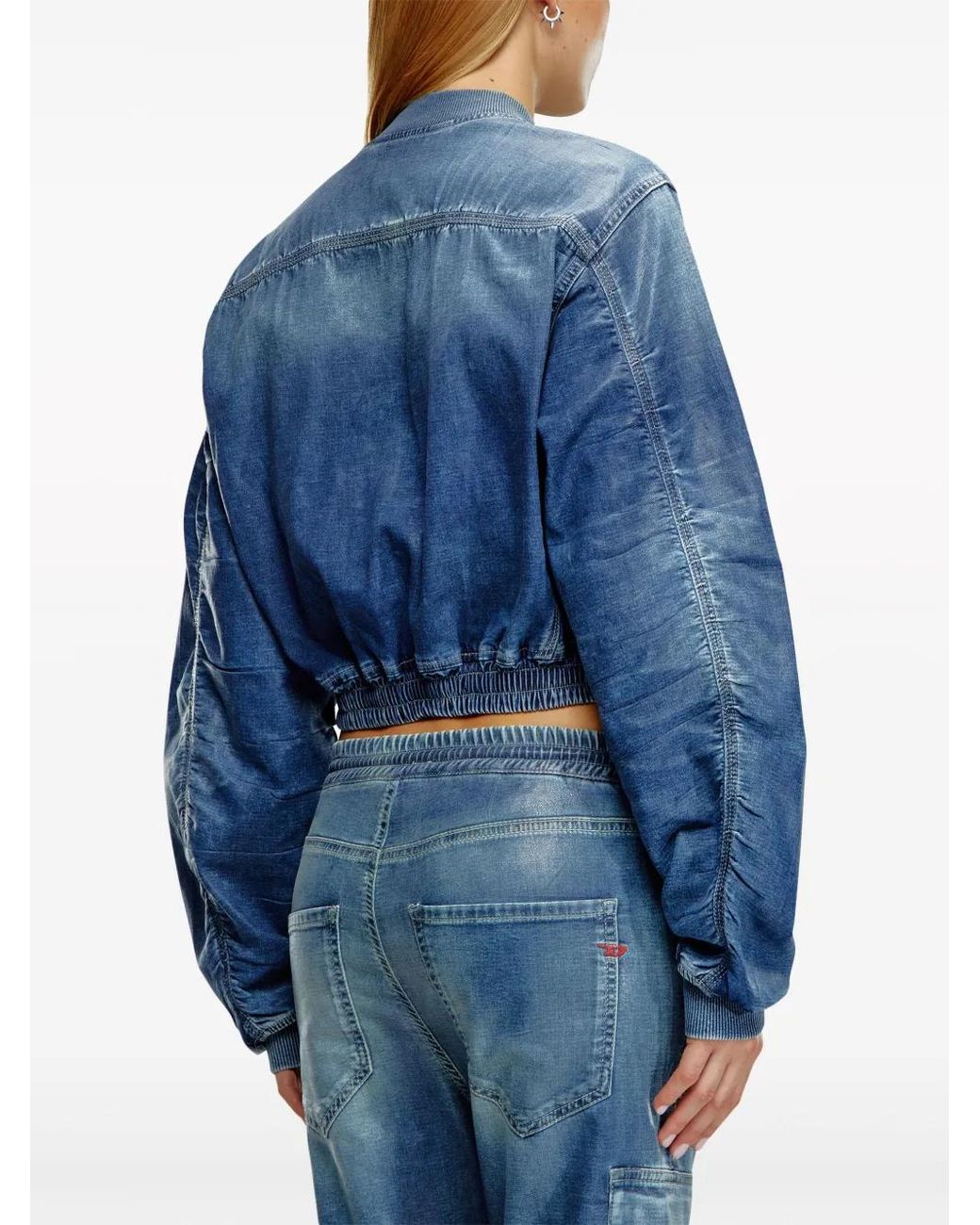 DIESEL Blue De-Khlo-S Track Denim Bomber Jacket