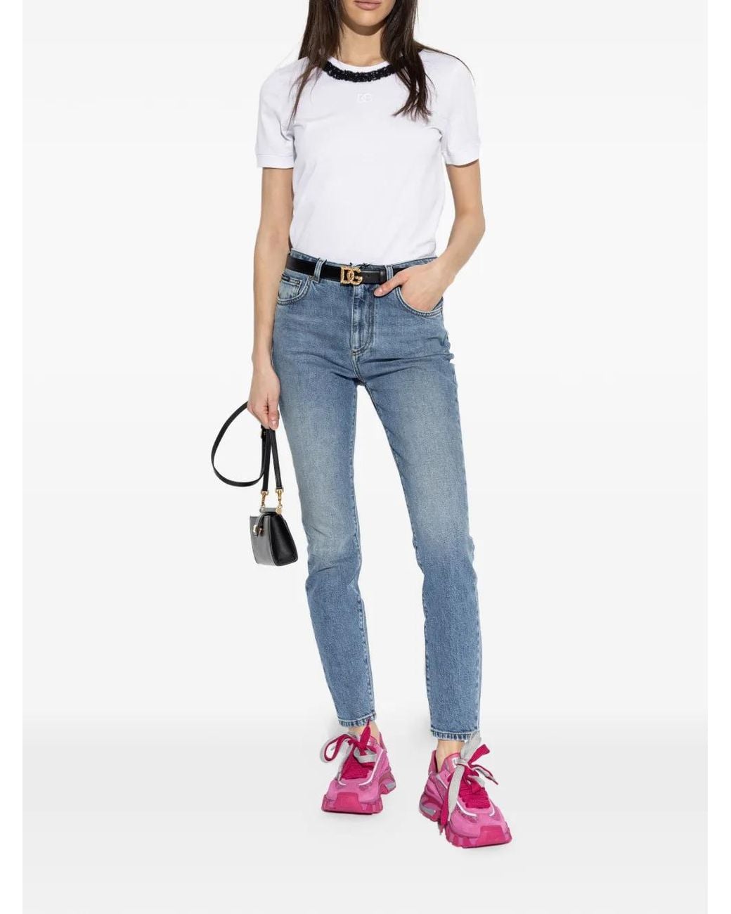 Dolce & Gabbana Pink Dg Country Road Fabric Sneakers