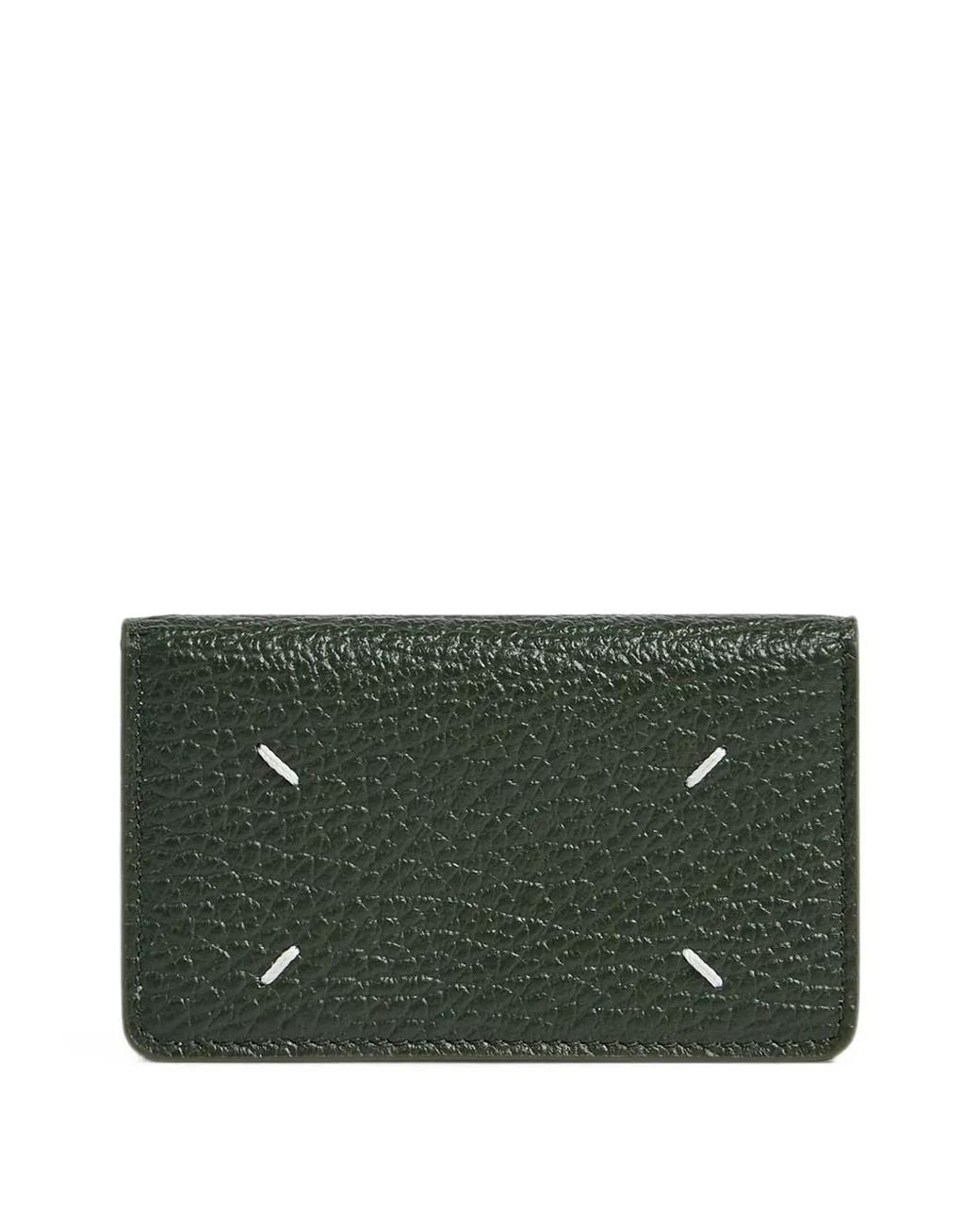 Maison Margiela Green Four Stitches Grainy Leather Cardholder