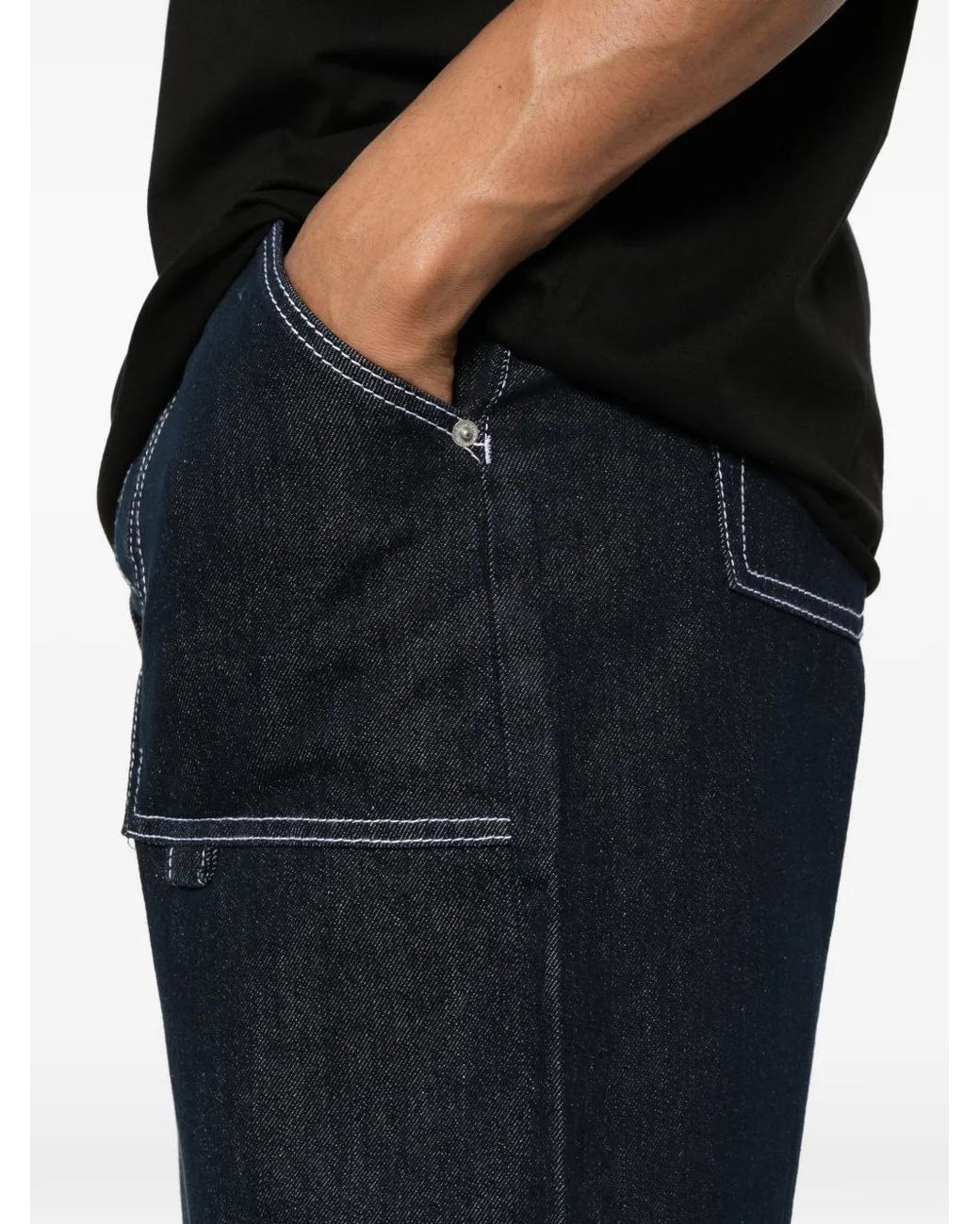WRSTBHVR Blue Contrast-Stitch Denim Shorts