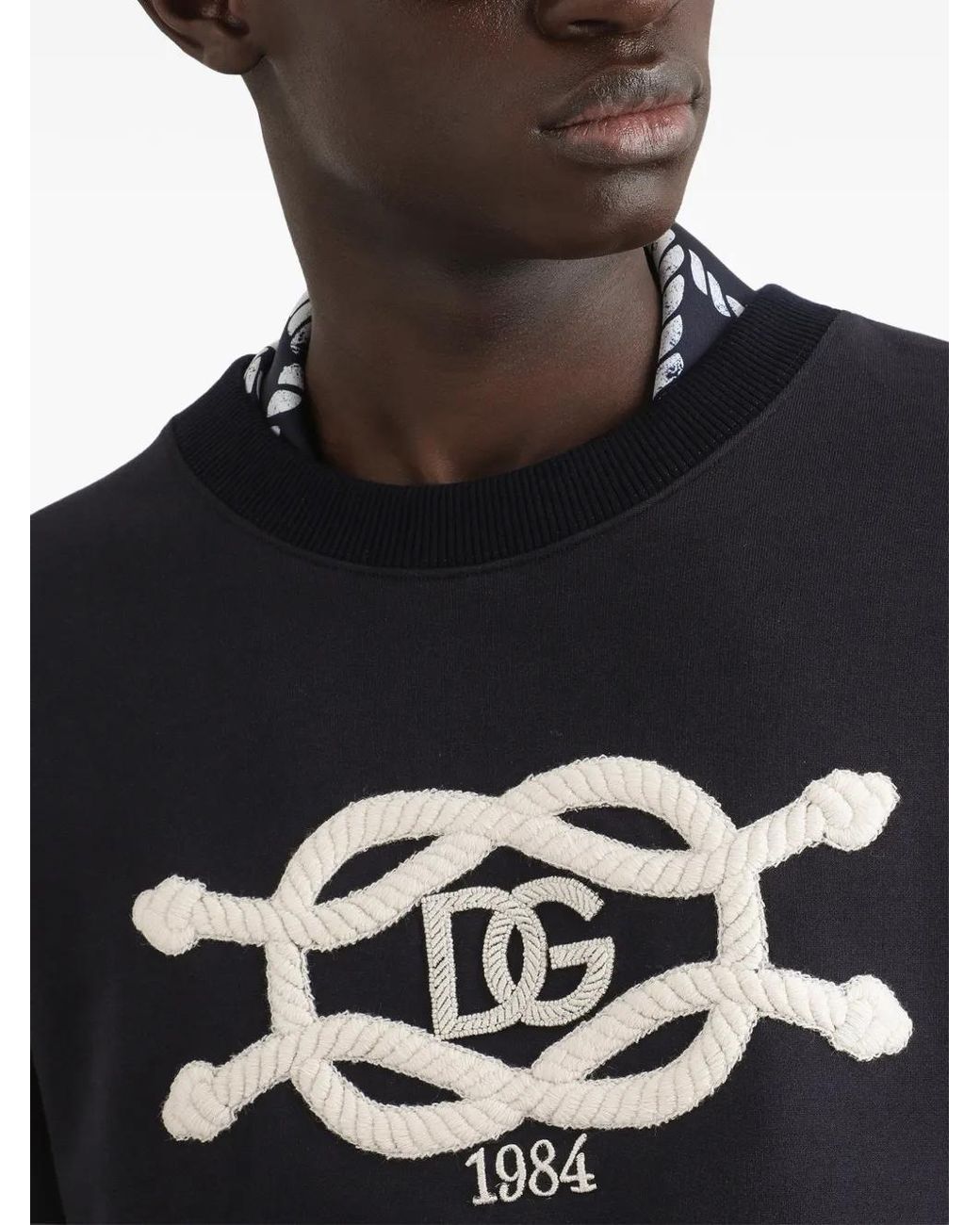 Dolce & Gabbana Black Cotton Sweatshirt With Embroidery for men