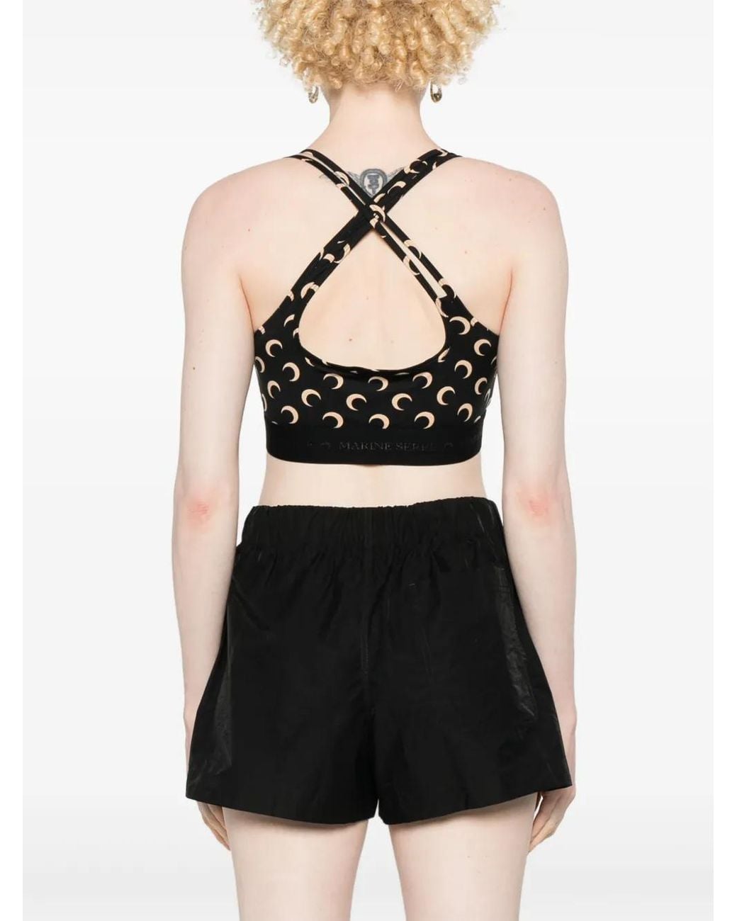 MARINE SERRE Black Logo Sport Bra