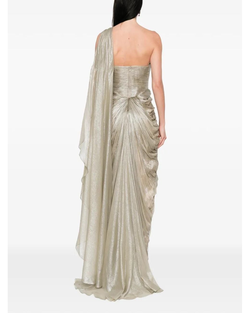 IRIS SERBAN White Aria Floral One-Shoulder Maxi Dress