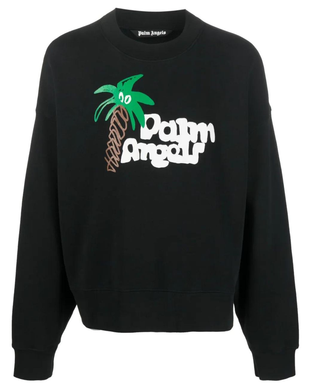 Palm Angels Black Printed Cotton Sweatshirt for men