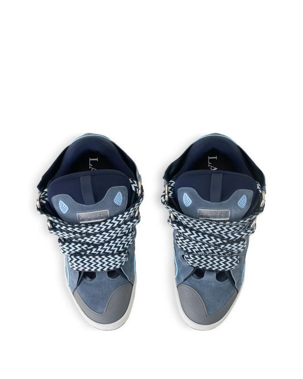 Lanvin Blue Curb Cut-Out Laced Sneakers