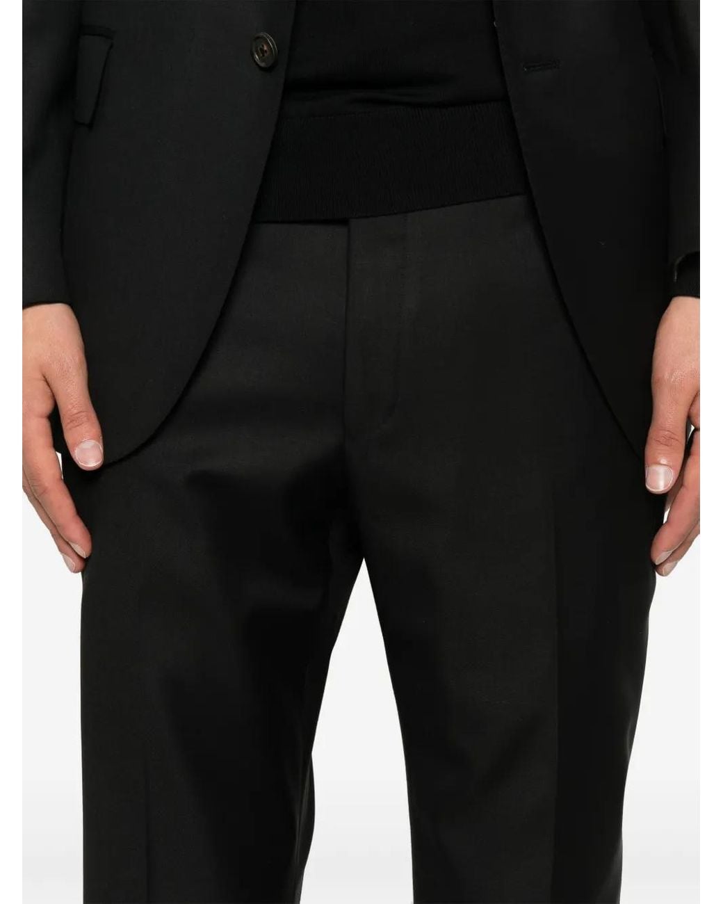 Corneliani Black Virgin-Wool Single-Breasted Suit for men