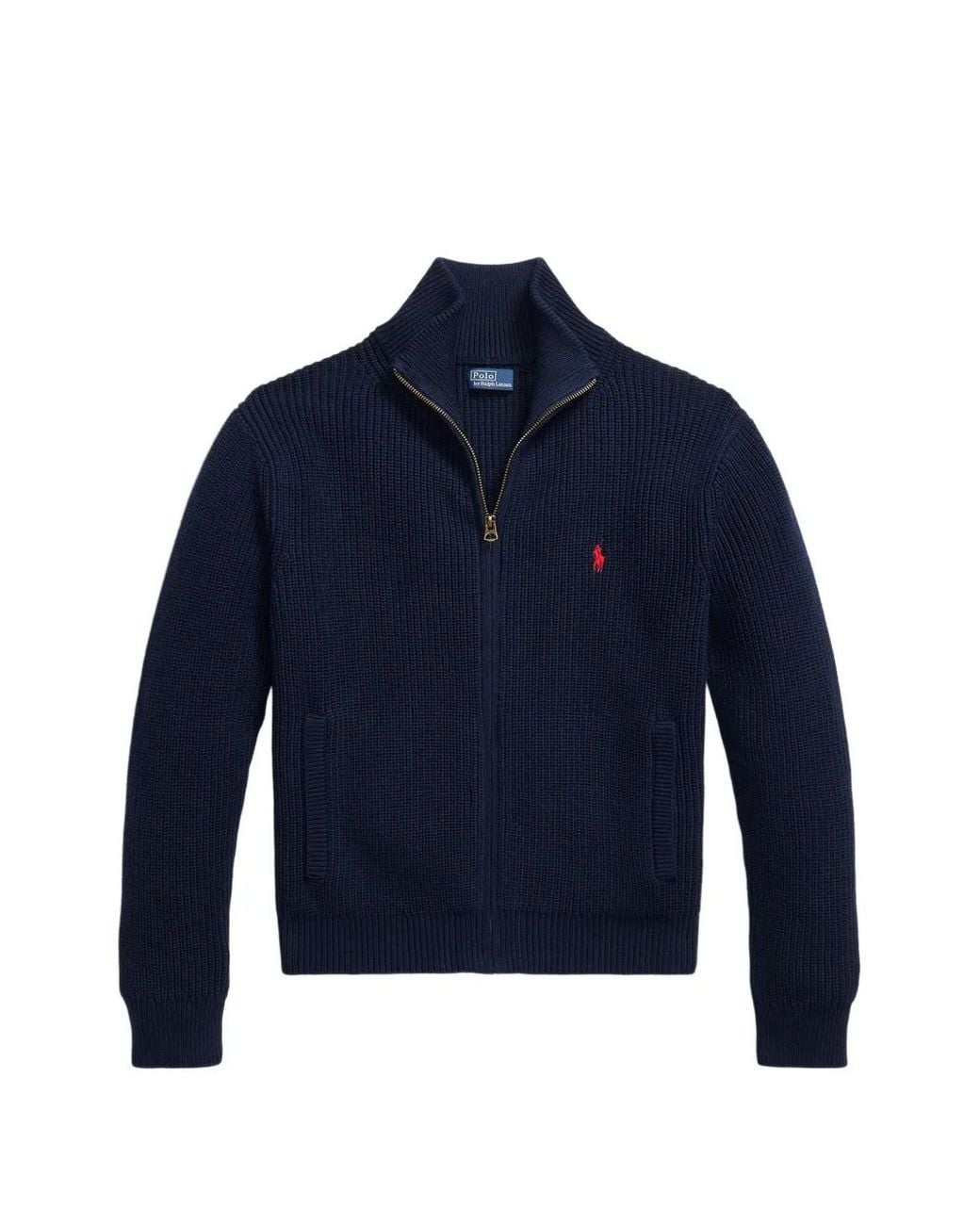 Polo Ralph Lauren Blue Ribbed-Knit Cardigan