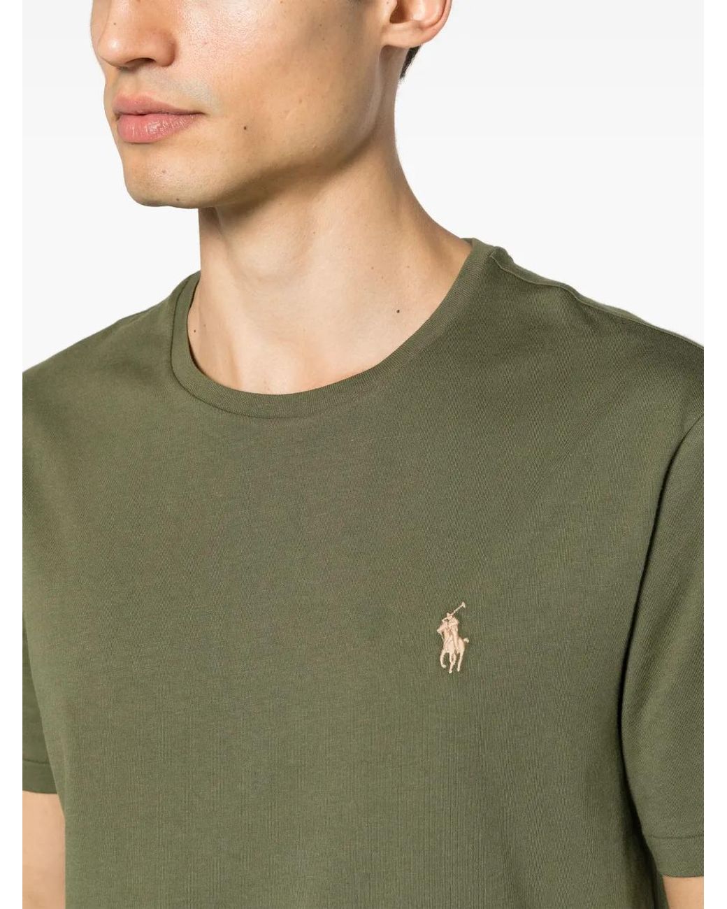 Polo Ralph Lauren Green Polo Short Sleeve Custom Fit Crew Neck T-shirt for men