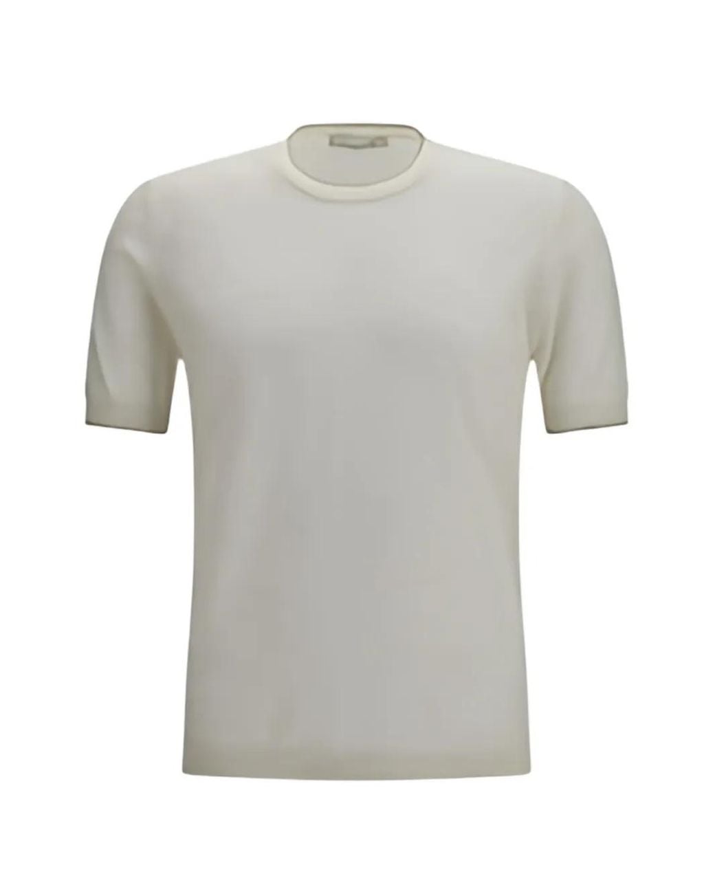 Brooksfield Gray Ribbed-Trim Short-Sleeved T-Shirt for men