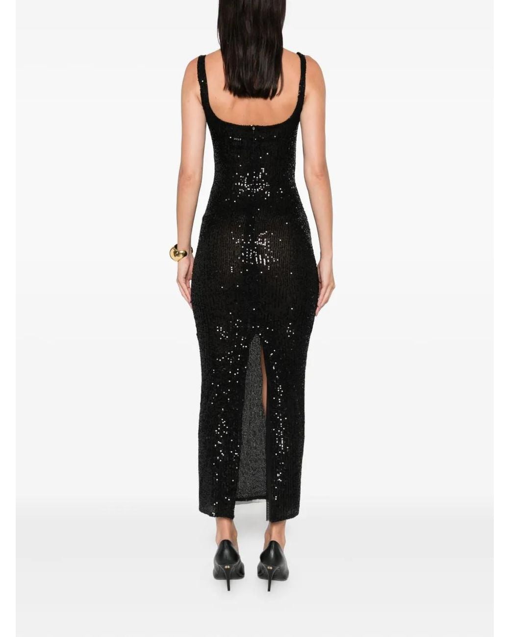 Atu Body Couture Black Sequinned Midi Dress