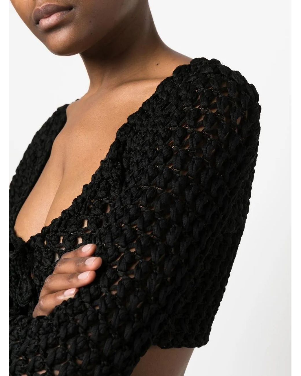 Moschino Black Open-Knit Cropped Top