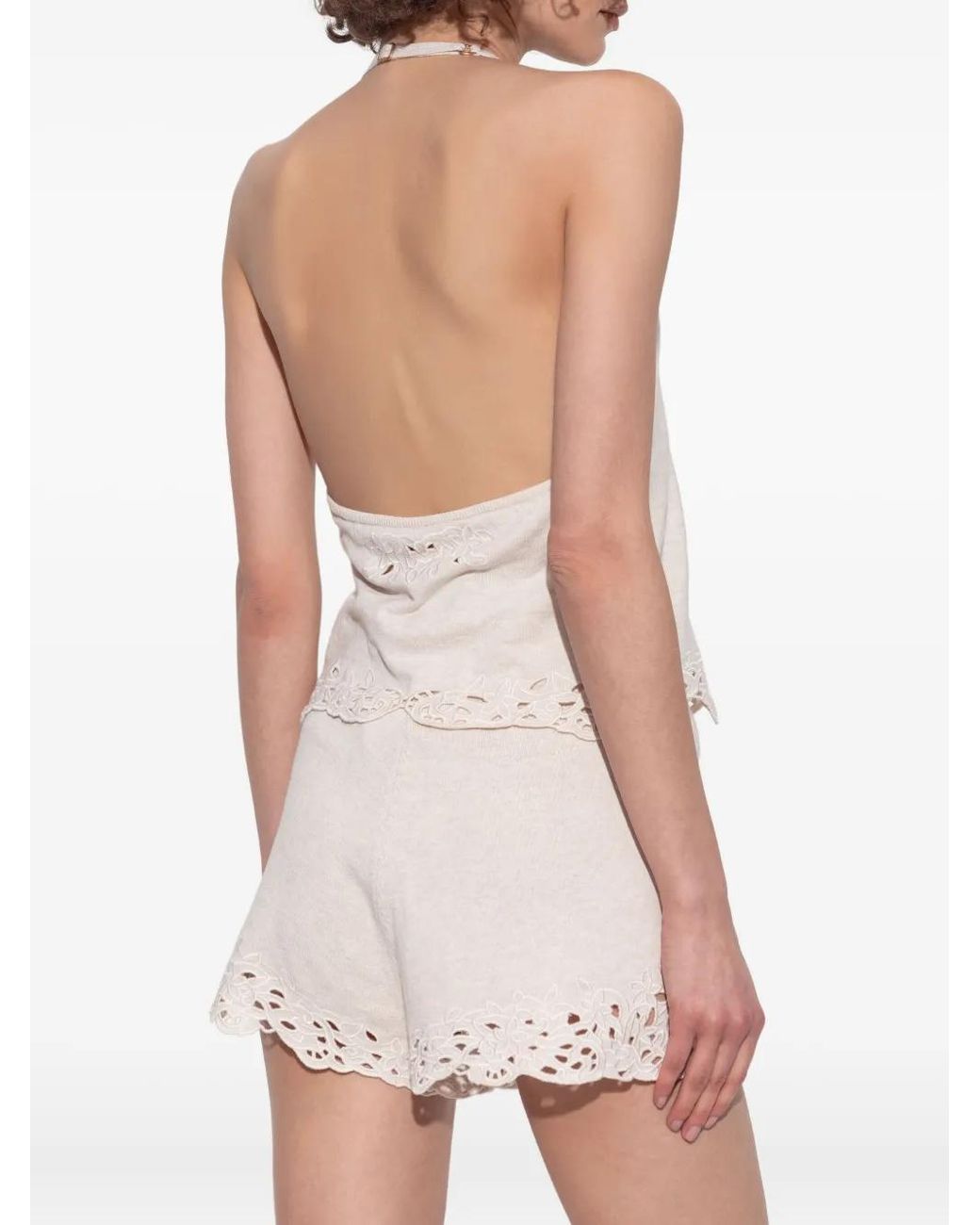 Cult Gaia White Embroidered Button-Front Top