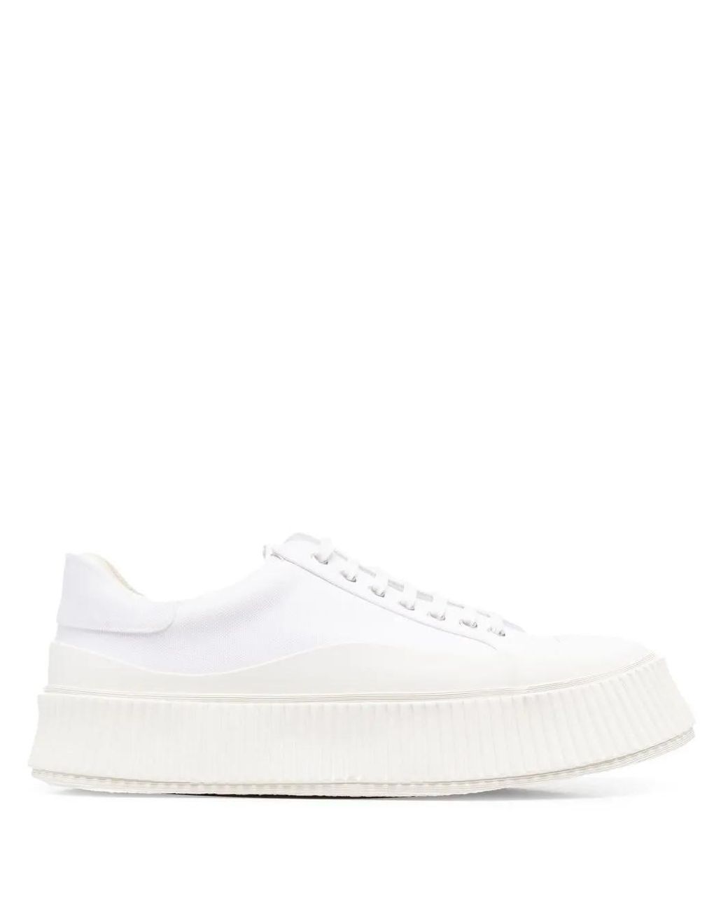 Jil Sander White Recycled Canvas Platform Low Top Sneakers for men