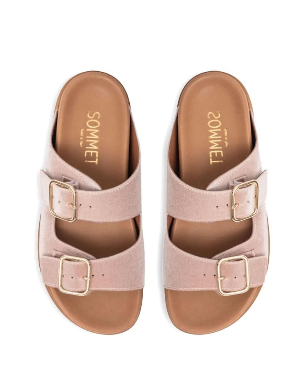 SOMMET Pink Follonicas Tortora Double-Buckle Sandals