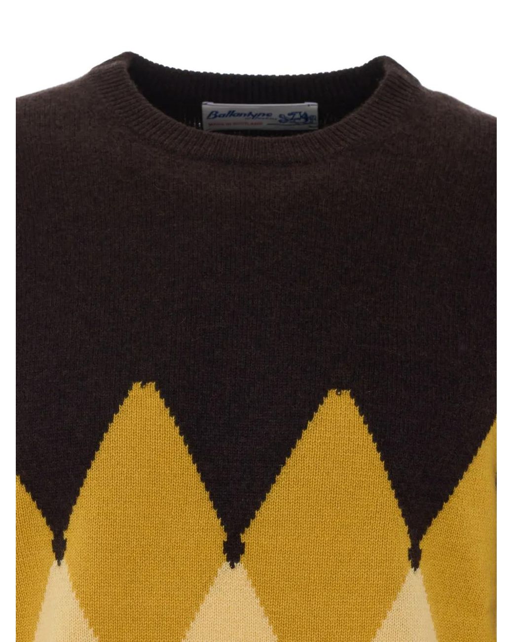 Ballantyne Black Argyle-Pattern Crew-Neck Sweater for men