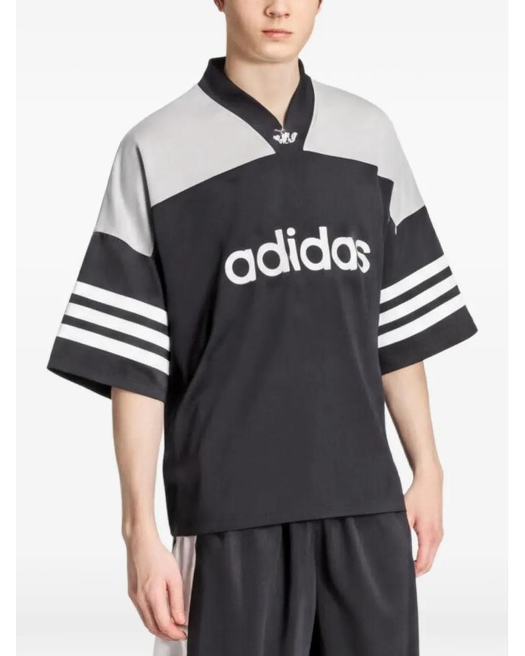 Adidas Black Mesh-Panelled Logo-Print T-Shirt for men