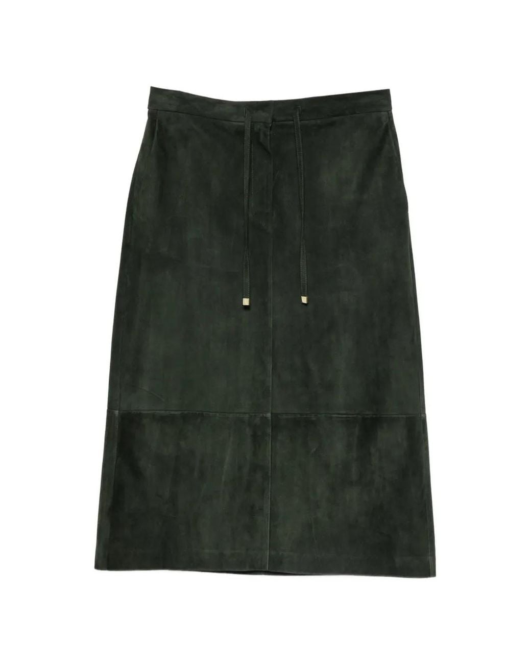 Max Mara Green Jupe En Daim À Coupe Mi-Longue