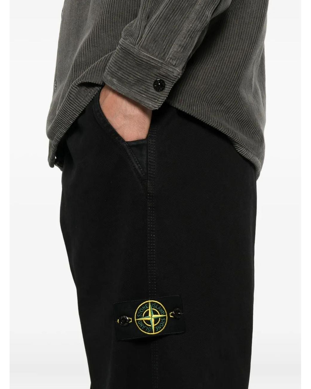 Stone Island Black Logo-Patch Track Pants for men