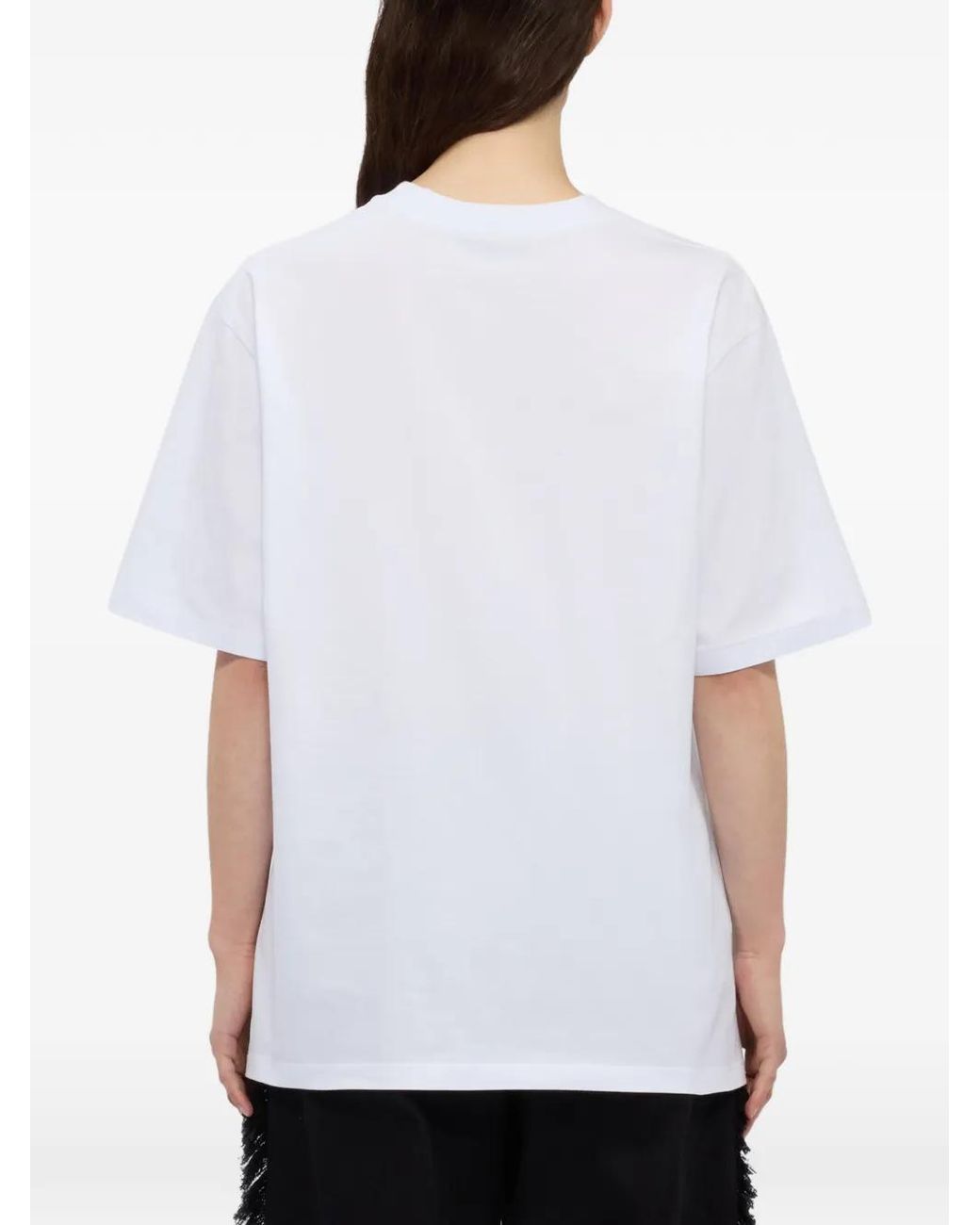 MSGM White T-Shirt À Imprimé Graphique
