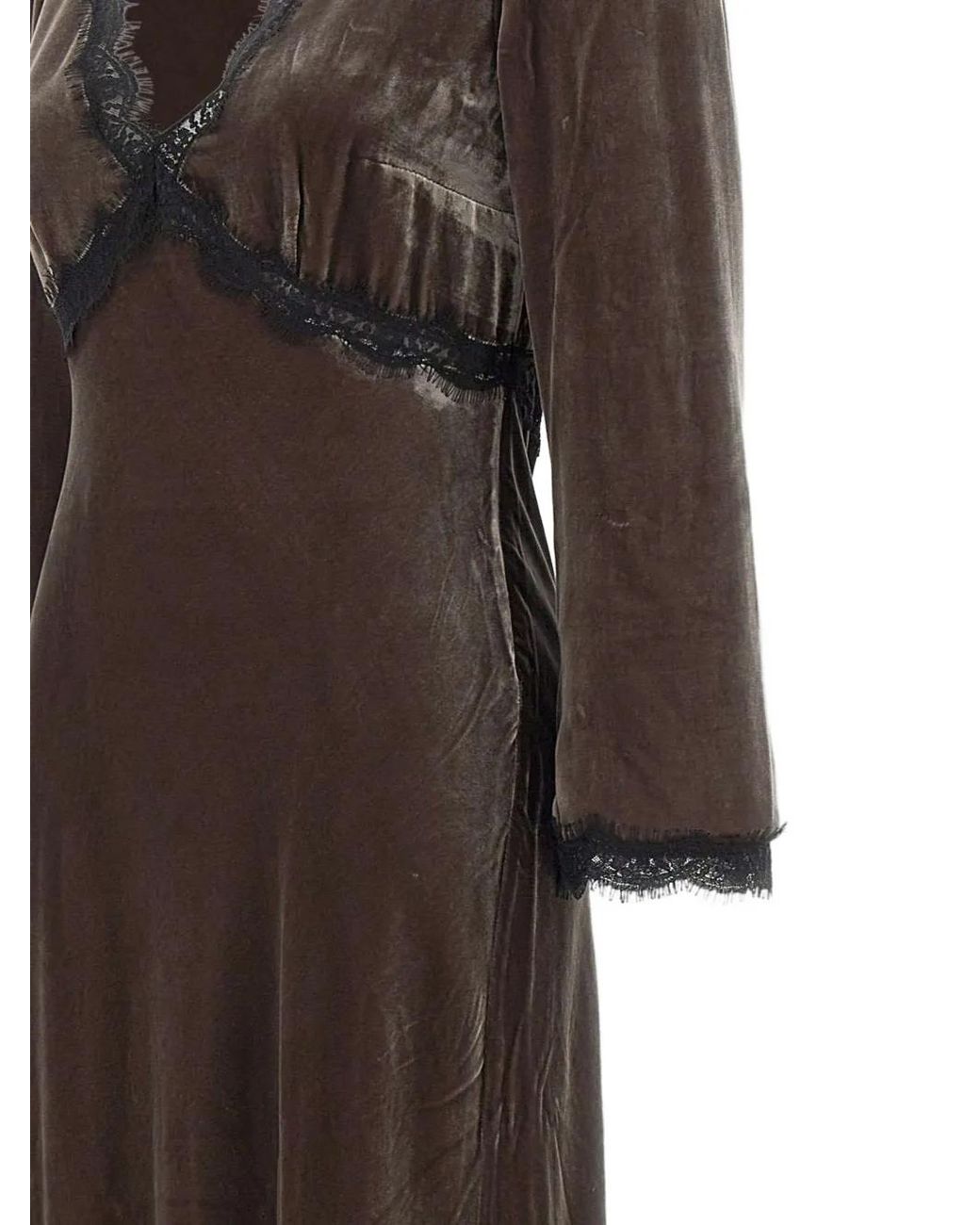 Rixo Brown Alesha Lace-Trim Dress