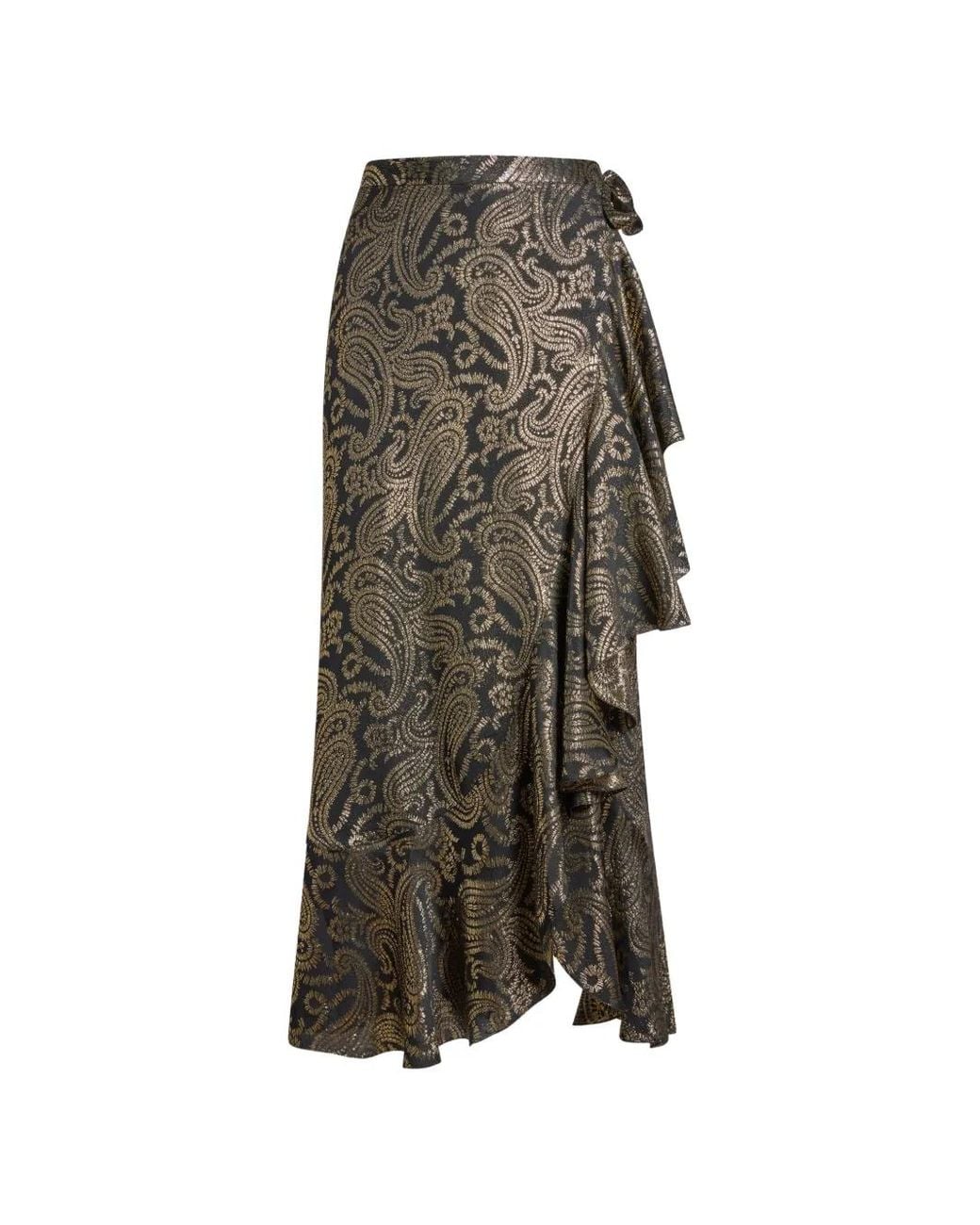Etro Black Paisley Ruffled Skirt